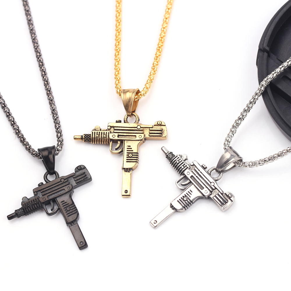 Men Accessories Pendant - Punk Uzi Pistolen-Maschinengewehr Halskette Anhänger -
