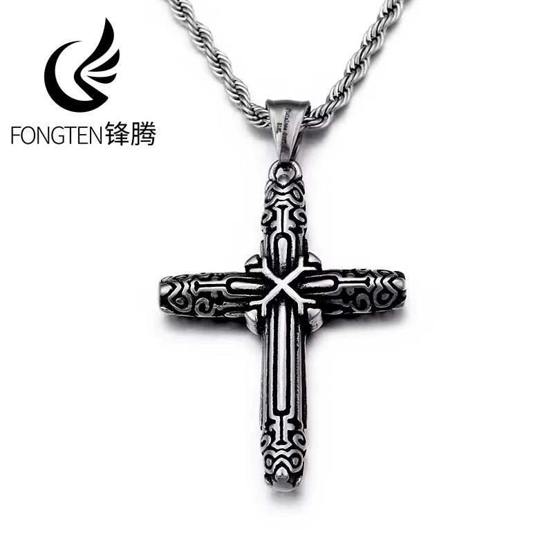Men Accessories Bd - Fongten Retro Kreuz Segen Anhänger Halskette