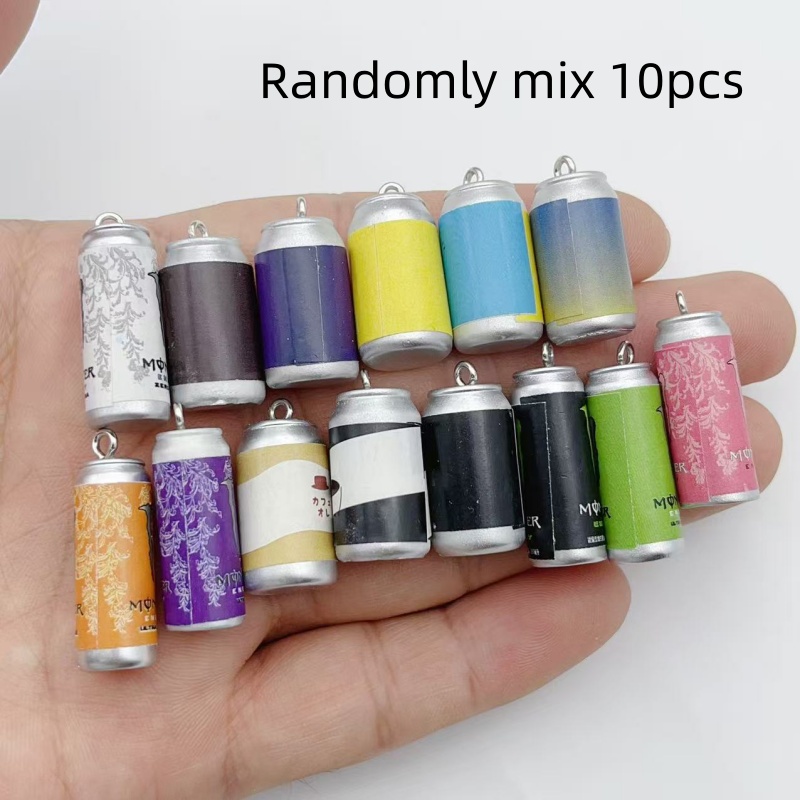 Men Keychain Accessories - 10 Stück Mini-Simulations-Getränkedosen-Harzanhänger, bunte Nachbildungen von