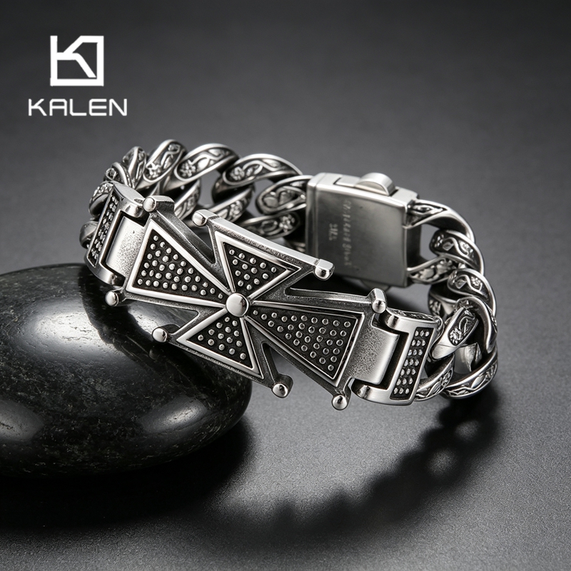 Men Accessories Bd - Kalen Vintage Edelstahl Eisenkreuz Armband für
