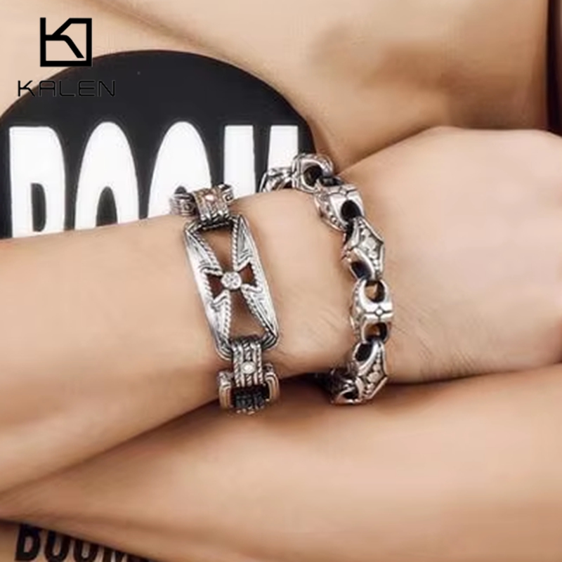Men Accessories Bd - KALEN Punk-Kreuz-Armband für Herren, Edelstahl, 21,5