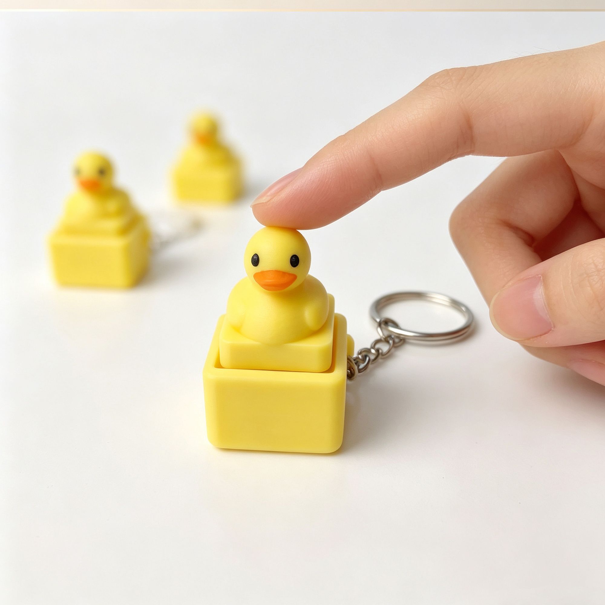Men Accessories Pendant - Niedlicher gelber Enten-Druckknopf-Schlüsselanhänger, lustiges Fidget-Spielzeug, Stressabbau,