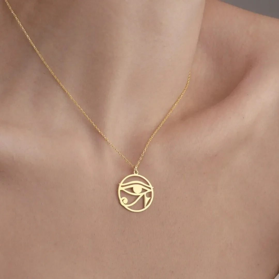 Men'S Accessories Jewelry Egypt - Edelstahl-Halskette mit rundem Auge des Horus,