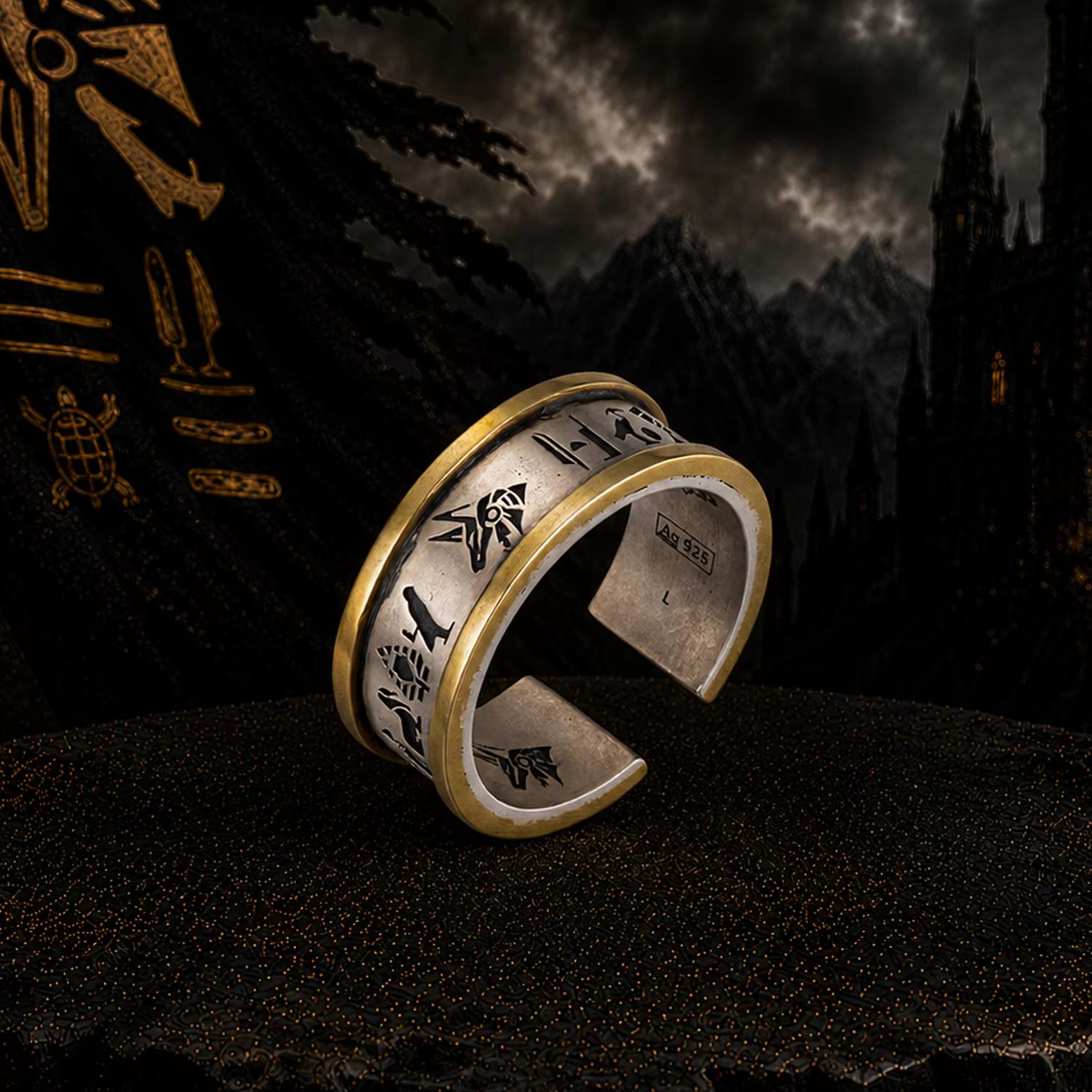 Men'S Accessories Jewelry Egypt - 925 Sterling Silber Anubis Offener Bandring