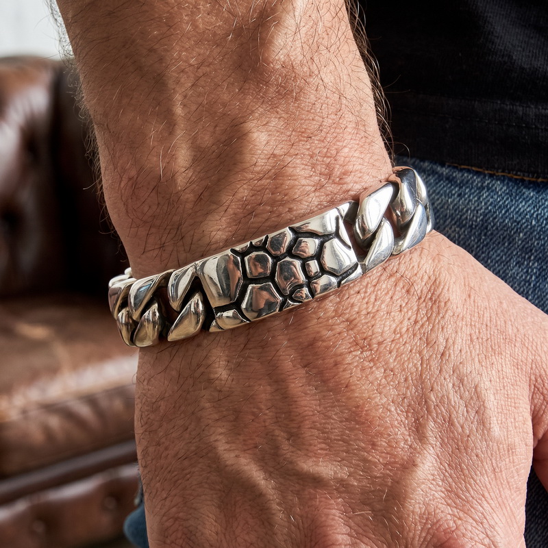 Men Accessories Bd - KALEN Vintage Edelstahl Panzerkettenarmband für Männer,