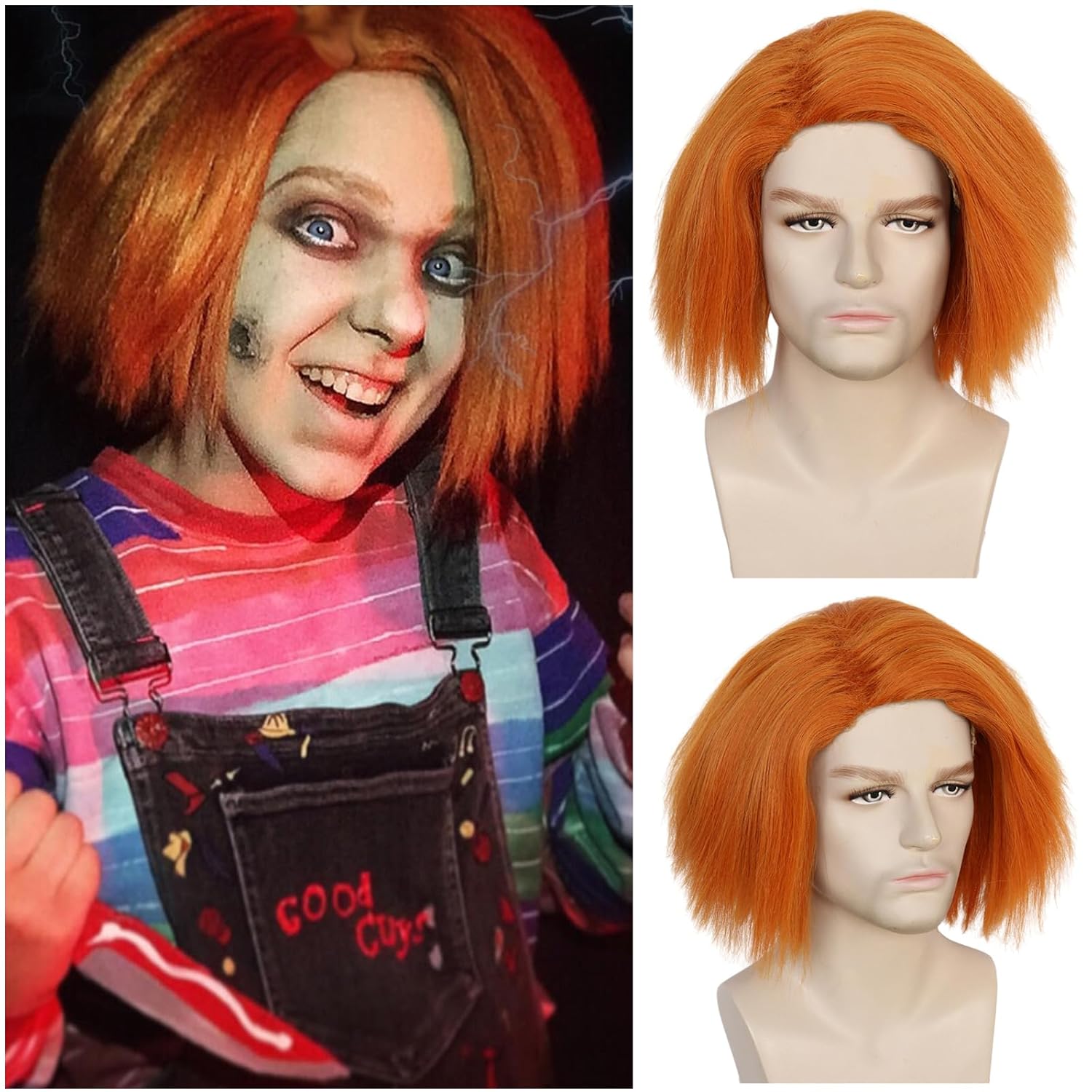 Men Accessories Bd - Anime Chucky Perücke Herren Orange Cosplay