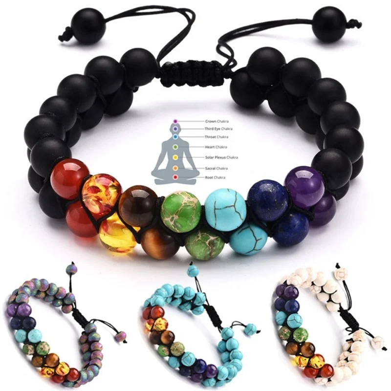 Doppelschichtige 7-Chakra-Armb – Men Accessories India Bewertung und Preis